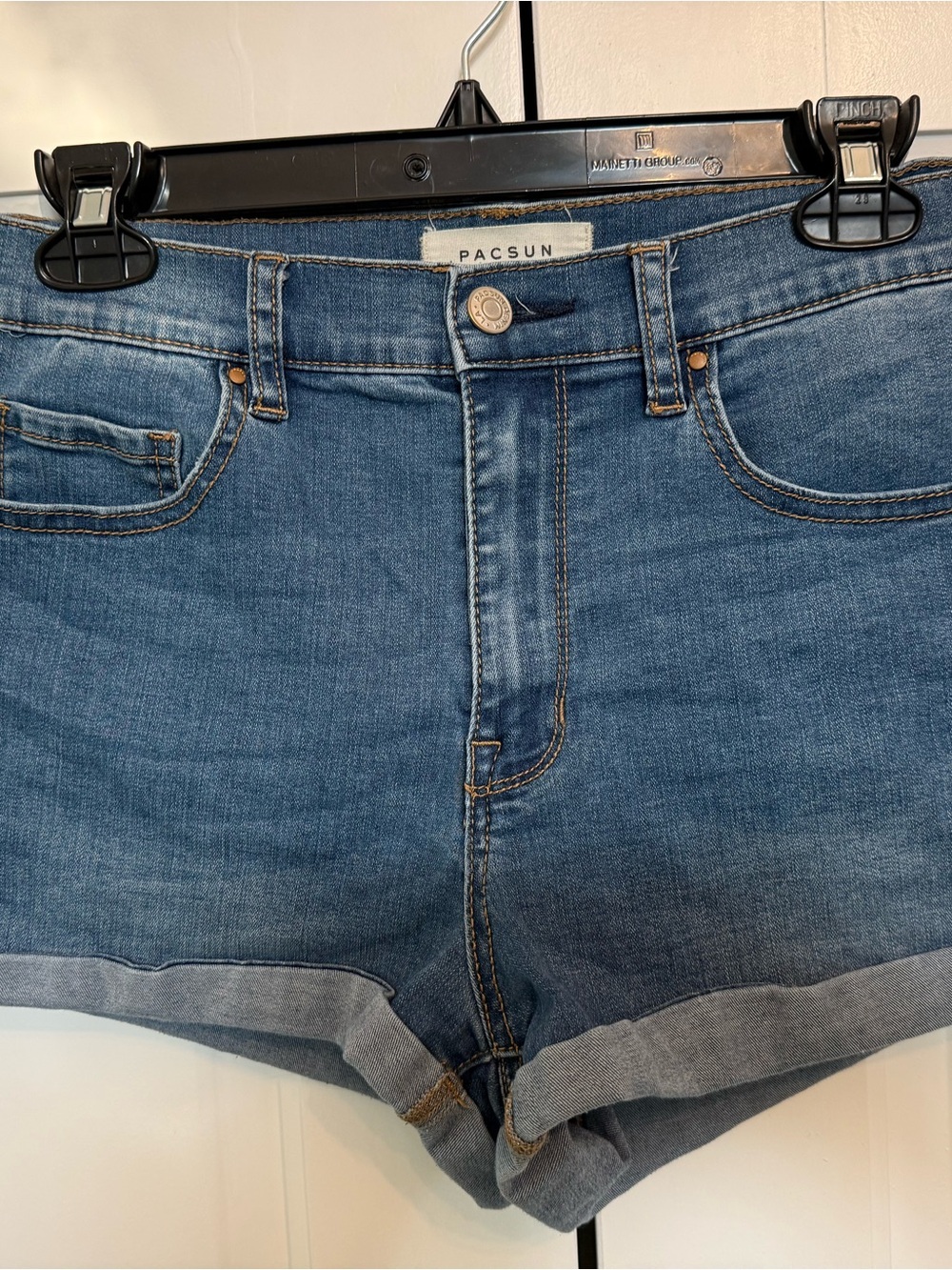 PacSun Mid Blue Rolled-Hem Denim Shorts